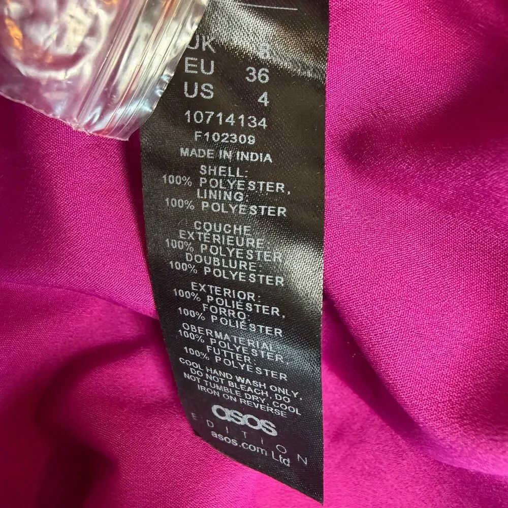 ASOS EDITION Sequin Wrap Mini Dress Womens Size 4 Magenta Pink Party Holiday